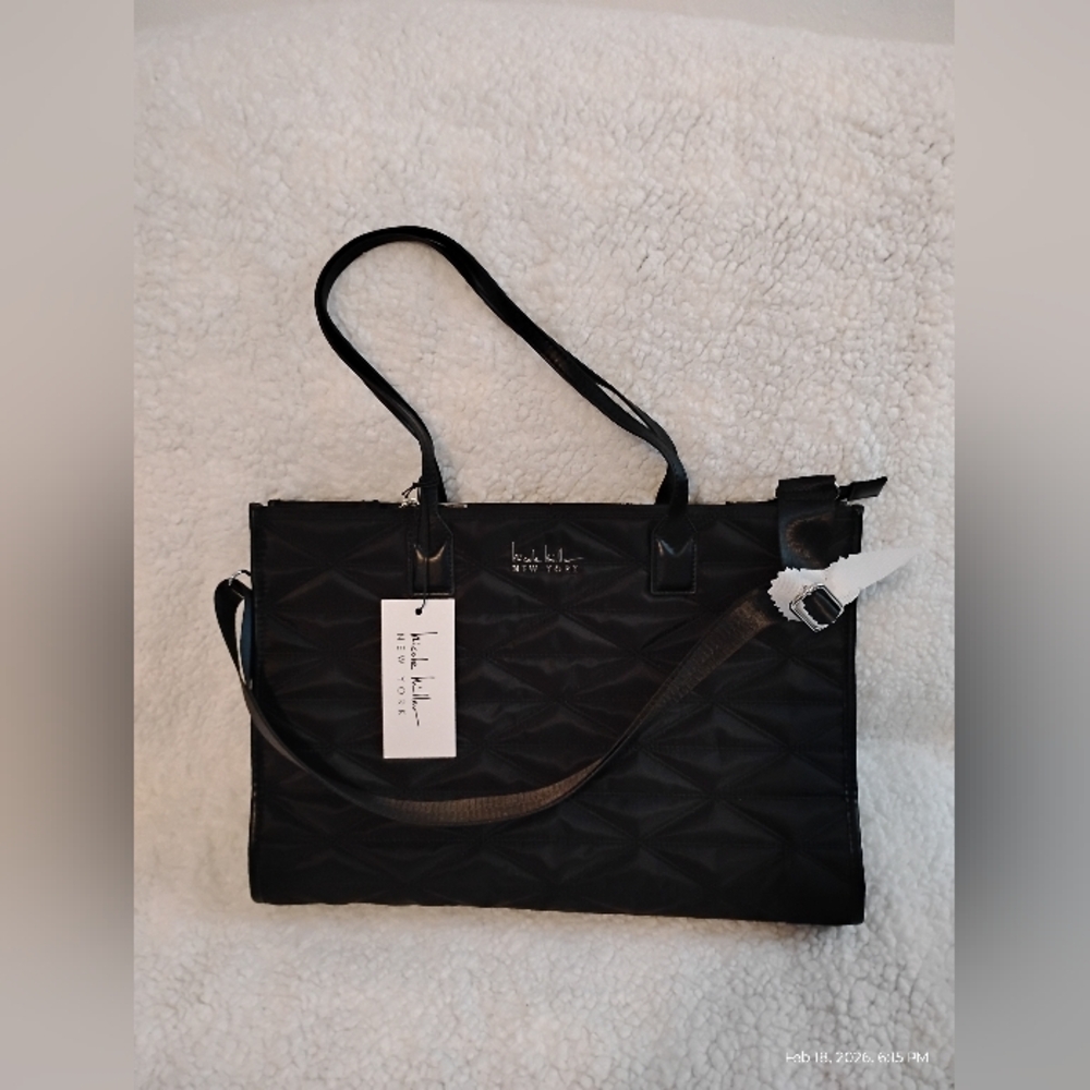 NICOLE MILLER LARGE BLACK QUILTED TOTE